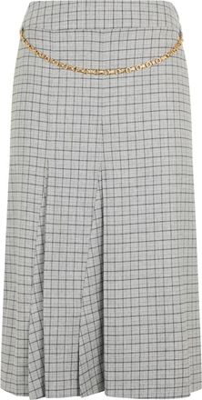 Malo Lange Geplooide Rok Met Elegante Print - Dames - Midirokken - Grijs - S - Wol - Rokken