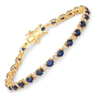 Diana M. Jewels Blue Sapphire Oval 4x3mm - 26Pcs + White Diamond F/C Round 1mm ( I1-I2/I color ) - 26Pcs ( White Pen Rhodium ) ( Box Lock With Double Safety )