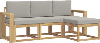vidaXL Conjunto De Sof&aacute;s De Exterior 4 Uds. Blanco Y Gris Claro Vidaxl
