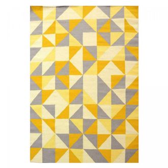Un amour de tapis Alfombra kilim 110x160 cm tejidas a mano de lana amarillo