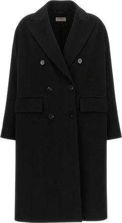 Alberto Biani Jassen, Dames, Zwart, S, Wol, Double-Breasted Coat