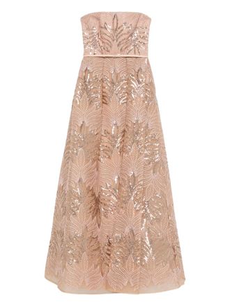 Elie Saab sequin-embellished strapless dress - women - Silk/Polyester/Silk - 44 - Pink
