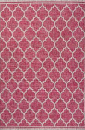 Jonathan Y Designs Trebol Moroccan Trellis Textured Weave Indoor/Outdoor Area Rug in Fuchsia/light Gray at Nordstrom, Size 3Ft 0In X 5Ft 0In