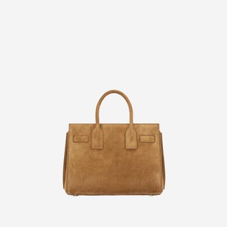 Saint Laurent Womens Suede Sac De Jour Bag Brown Leather Shoulder
