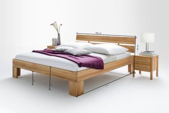 HOME AFFAIRE Massivholzbett »Modesty II, Made in Europe« hohe Belastbarkeit: 200kg je Seite, aus massiver Kernbuche, in verschiedenen Breiten, mit Metallbeschlägen