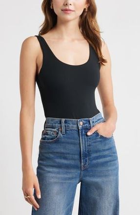 Open Edit Scoop Neck Bodysuit in Black at Nordstrom Rack, Size X-Large