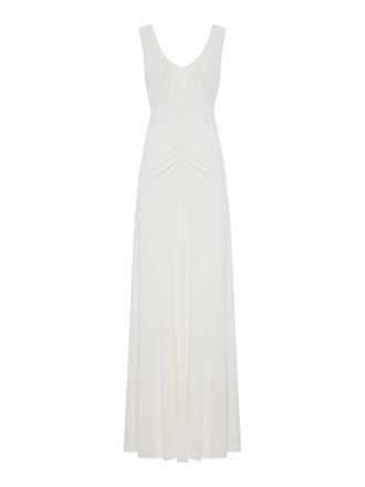 Self Portrait LONG WHITE JERSEY DRESS WITH GRIPPING - Self-portrait - Woman