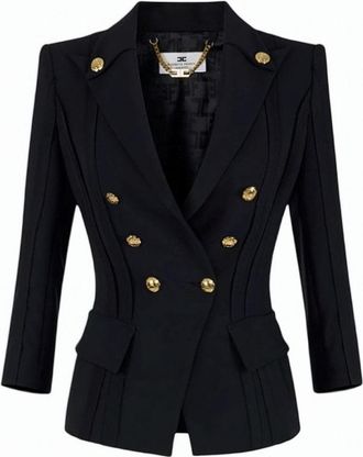 Elisabetta Franchi Stretch Crepe Peak Lapel Jacket