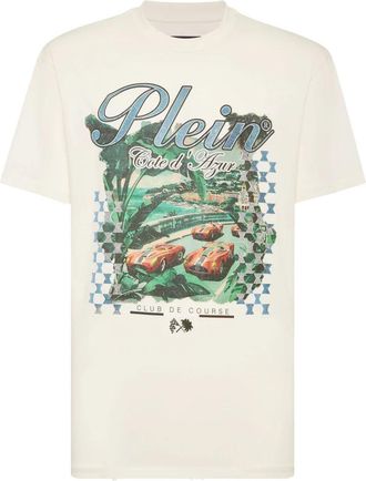 Philipp Plein T-Shirt Round Neck SS Cote D Azur - Heren - T-shirts - Beige - M - Katoen - Tops