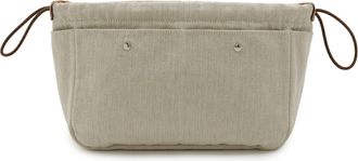 Herm&egrave;s Fauve Natural Toile Chevron Barenia Leather Pouch (Pre-Owned)