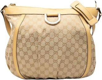 Gucci Pre-owned Shoulder Bags, female, Beige, Size: ONE SIZE Pre-owned Canvas Crossbody Bag