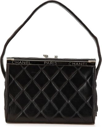 Chanel Borsa a mano in pelle di agnello trapuntata 1996-1997 - Nero