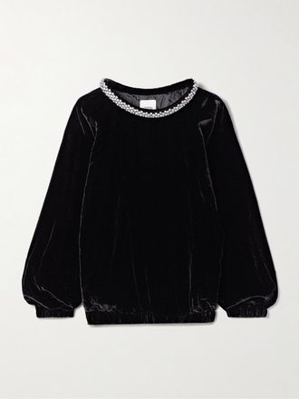 Isabel Marant Top In Velluto Con Cristalli Bertina - Nero
