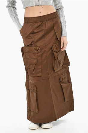 Diesel Maxi Skirt O-NITA Cargo In Checked Ripstop With Elastic Wais size 38