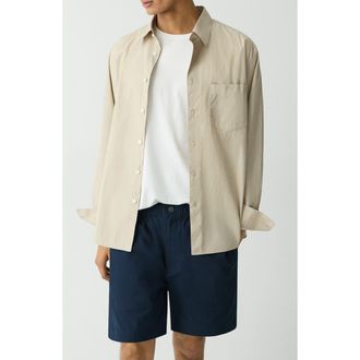 Theory Weekend Solid Cotton Button-Up Shirt in Earl Grey at Nordstrom Rack, Size X-Large