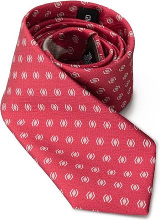 Giorgio Armani Mens Geometric Pattern Silk Tie - Light Pink - One Size