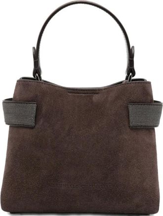 Brunello Cucinelli Essence Small Top-Handle Tas - Dames - Tassen - Bruin - Maat: ONE Size Zijde