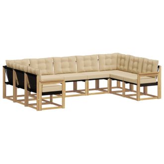 vidaXL Conjunto De Sof&aacute;s De Exterior Con Coj&iacute;n 9 Pcs Y Beige Vidaxl