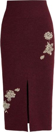 Erdem Gonna midi con decorazione - Rosso