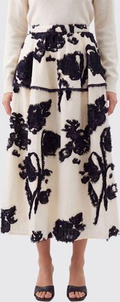 Erdem High-Waisted Floral-Print A-Line Midi Skirt in Cotton-Blend