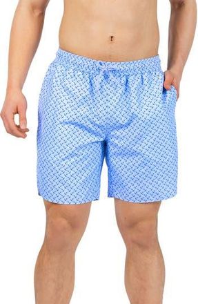 Tailorbyrd Anchors Print Swim Trunks in Light Blue at Nordstrom Rack, Size X-Large
