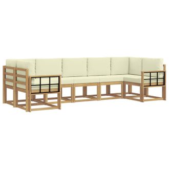 vidaXL Conjunto De Sof&aacute;s De Exterior Con Coj&iacute;n 7 Pcs Blanco Y Crema Vidaxl