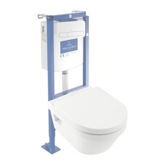 Villeroy & Boch Pack Inodoro Suspendido Sin Cerco Villeroy Et Boch Architectura 37 X 53 + Asiento + Placa Blanca + Estructura