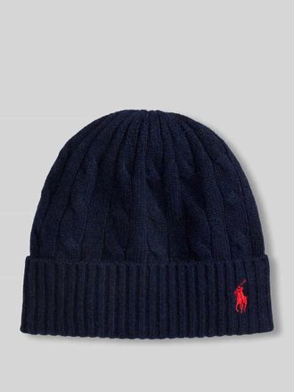 Polo Ralph Lauren M&uuml;tze aus Woll-Mix mit Logo-Stitching in Marine, Gr&ouml;&szlig;e 1