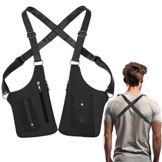 Generic Anti Theft Bag For Men - Adjustable Leather Shoulder Bag, PU Leather Anti Theft Harness, Double Shoulder Pocket, Underarm Strap Wallet Phone Holster F