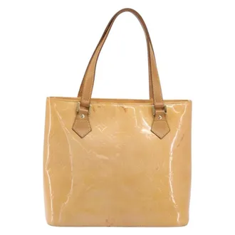 Louis Vuitton Houston Monogram Vernis Beige Patent_Leather Handbag (Pre-Owned)