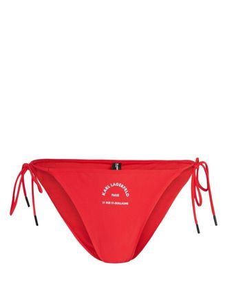 Karl Lagerfeld logo-print string bikini bottoms - women - Elastane/Recycled Polyamide - L - Red