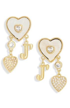 Eye Candy Los Angeles J Initial Heart Drop Earrings in Gold at Nordstrom Rack