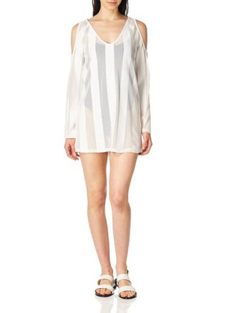 Kenneth Cole Solid Cover-Ups Cold Shoulder Dress In White