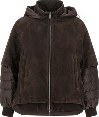 Moorer Elite 2-in-1 Jas - Dames - Leren en Su&egrave;de Jassen - Bruin - XS - Su&egrave;de - Jassen