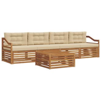 vidaXL Conjunto De Sof&aacute;s De Exterior Con Coj&iacute;n 5 Pcs Natural Y Beige Vidaxl