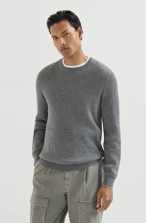 Brunello Cucinelli Cashmere English rib sweater in Dark Grey at Nordstrom, Size 44