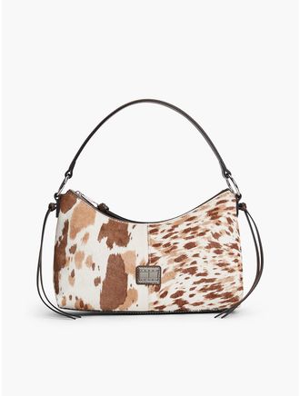 Tommy Hilfiger Womens Tommy Jeans Calf Hair Shoulder Bag - Beige Cow