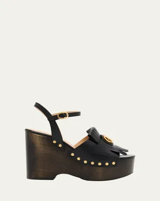 Valentino Garavani VLogo Kiltie Wedge Platform Sandals