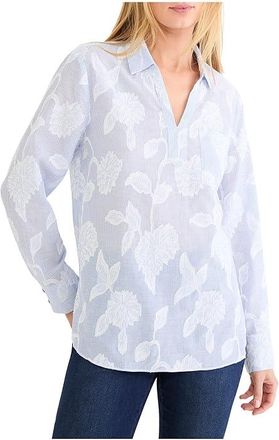 Nic+Zoe Petite Sky Striped Jacquard Top Womens Clothing Blue : PP, Cotton