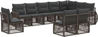 vidaXL Conjunto De Sof&aacute;s De Jard&iacute;n 10 Uds. Gris Y Gris Oscuro Vidaxl