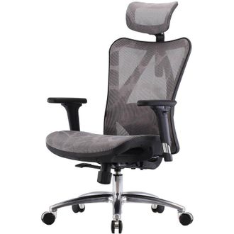 Hhg Hhg - Sihoo Silla De Oficina Silla De Escritorio, Ergon&oacute;mica, Reposabrazos Regulable, 150kg De Carga, Funda Gris, Armaz&oacute;n Negro
