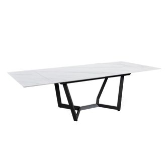Oresteluchetta Mesa extensible cer&aacute;mica m&aacute;rmol blanco acero gris 76x160-240 cm