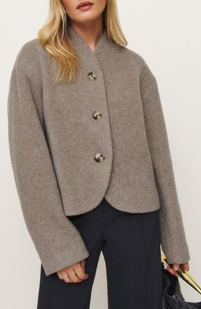 Reformation Owen Wool Blend Jacket in Stone at Nordstrom, Size Small