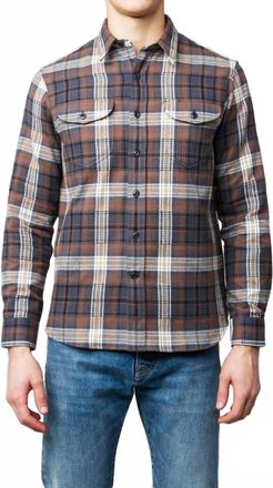 C.O.F. STUDIO Post Man Heavy Flannel Shirt In Check Light Brown