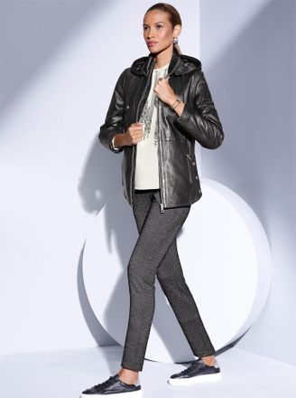 Mainpol Lederjacke MAINPOL, Damen, Gr. 36, schwarz, 100% Lammnappaleder, unifarben, Jacken Lederjacke