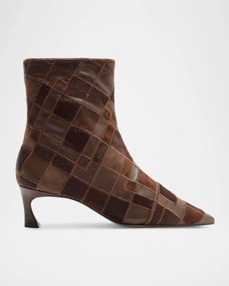 Alexandre Birman 50mm Annelise Patchwork Leather Booties