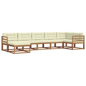 vidaXL Conjunto De Sof&aacute;s De Exterior Con Coj&iacute;n 7 Pcs Natural Y Crema Vidaxl