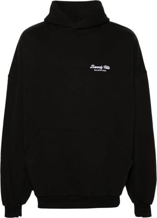 Balenciaga Slouchy Hooded Sweatshirt - Heren - Hoodies - Zwart - M - Katoen - Hoodies & sweatvesten