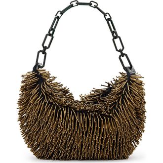 AllSaints Mini Madea Chain Handle Leather Handheld Bag in Warm Brass/Black at Nordstrom