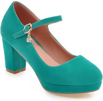 Generic Womens Suede Mary Jane Platform Pumps Adjustable Ankle Strap Crystal Charm Round Toe Chunky Block Heel Cushioned Insole Non Slip Durable Stylish Daily